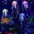 Aquarium-Dekorationsset mit 4 leuchtenden Silikon-Quallenornamenten, schafft eine realistische Unterwasseratmosphäre im Aquarium