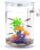 Betta Fish Aquarium Kleines Komplettset, 3,5L Aquarium-Set komplett mit LED-Beleuchtung, Kieselsteinen, künstlichen Korallen und Wasserpflanzen sowie automatischem Reinigungs- und Abwassersystem