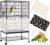 2 Stück verstellbare Vogelkäfig-Abdeckung, extra großer Vogelkäfig-Samenfänger, Papageien-Kordelzug, Vogelfutter, Kleintiere, Netz, Abdeckung, Rockschutz für runde quadratische Käfige (weiß + schwarz)