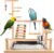 Vogelspielzeug, Papageienspielzeug, Wellensittichspielzeug, Spielplatz mit Futternapf, Spielzeugleiter, Kletterschaukel und Tablett, Vogelschaukelsitz für Sittiche, Nymphensittiche, 37 x 26 x 44 cm