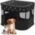 ALLSOPETS Puppy Run Foldable Playpen Dog Cat Portable Puppy Playpen Dog Box Outdoor Enclosure with Carry Bag for Indoor, Outdoor, Travel and Camping (Black Paw, M)