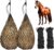 Heunetz für Pferde, 2 Stück Heunetze Engmaschig 5 kg, 5 x 5 cm Heusack Pferd, Tragbares Heunetz Groß, Verbessert die Verdauung Heusack für Pferde, Schafe, Rinder (Schwarz)