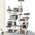 tectake® Katzenkratzbaum Großer Kratzbaum mit Zubehör für Katzen, XXL Katzenkratzbaum mit 4 x Katzenhaus, Spielturm mit Kratzbaum, Sisal-Kratzbaum, Wandmontage möglich – Grau