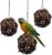 3 Stück Naturrinden-Hängeball für Vögel, Kauspielzeug aus Naturmaterial zum Kauen und Klettern, mit Edelstahlkette für Papageien, Wellensittiche, Nymphensittiche, für glückliche und aktive Vögel