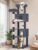 FPMS005FG2 Großer Kratzbaum, 178 cm Kratzbaum, große Katzen, stabil mit Sisal-Kratzstämmen, Kratzbrett, 2 bequeme Katzenhäuser, 2 Sitzstangen, Pompons, Ruheplatz, dunkelgrau